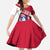 Greenland Family Matching Off The Shoulder Long Sleeve Dress and Hawaiian Shirt with Polar Bear Emblem and Land of Ice Heart of Fire Text Design