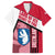 Greenland Family Matching Off The Shoulder Long Sleeve Dress and Hawaiian Shirt with Polar Bear Emblem and Land of Ice Heart of Fire Text Design