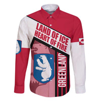 Greenland Family Matching Off The Shoulder Long Sleeve Dress and Hawaiian Shirt with Polar Bear Emblem and Land of Ice Heart of Fire Text Design