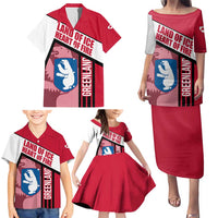 Greenland Family Matching Puletasi and Hawaiian Shirt with Polar Bear Emblem and Land of Ice Heart of Fire Text Design