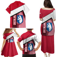 Greenland Family Matching Puletasi and Hawaiian Shirt with Polar Bear Emblem and Land of Ice Heart of Fire Text Design