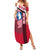 Greenland Family Matching Summer Maxi Dress and Hawaiian Shirt with Polar Bear Emblem and Land of Ice Heart of Fire Text Design