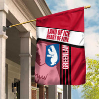 Greenland Garden Flag with Polar Bear Emblem and Land of Ice Heart of Fire Text Design