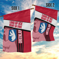 Greenland Garden Flag with Polar Bear Emblem and Land of Ice Heart of Fire Text Design