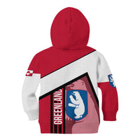 Greenland Kid Hoodie with Polar Bear Emblem and Land of Ice Heart of Fire Text Design