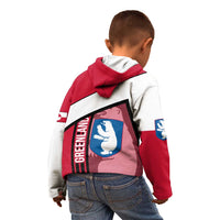 Greenland Kid Hoodie with Polar Bear Emblem and Land of Ice Heart of Fire Text Design