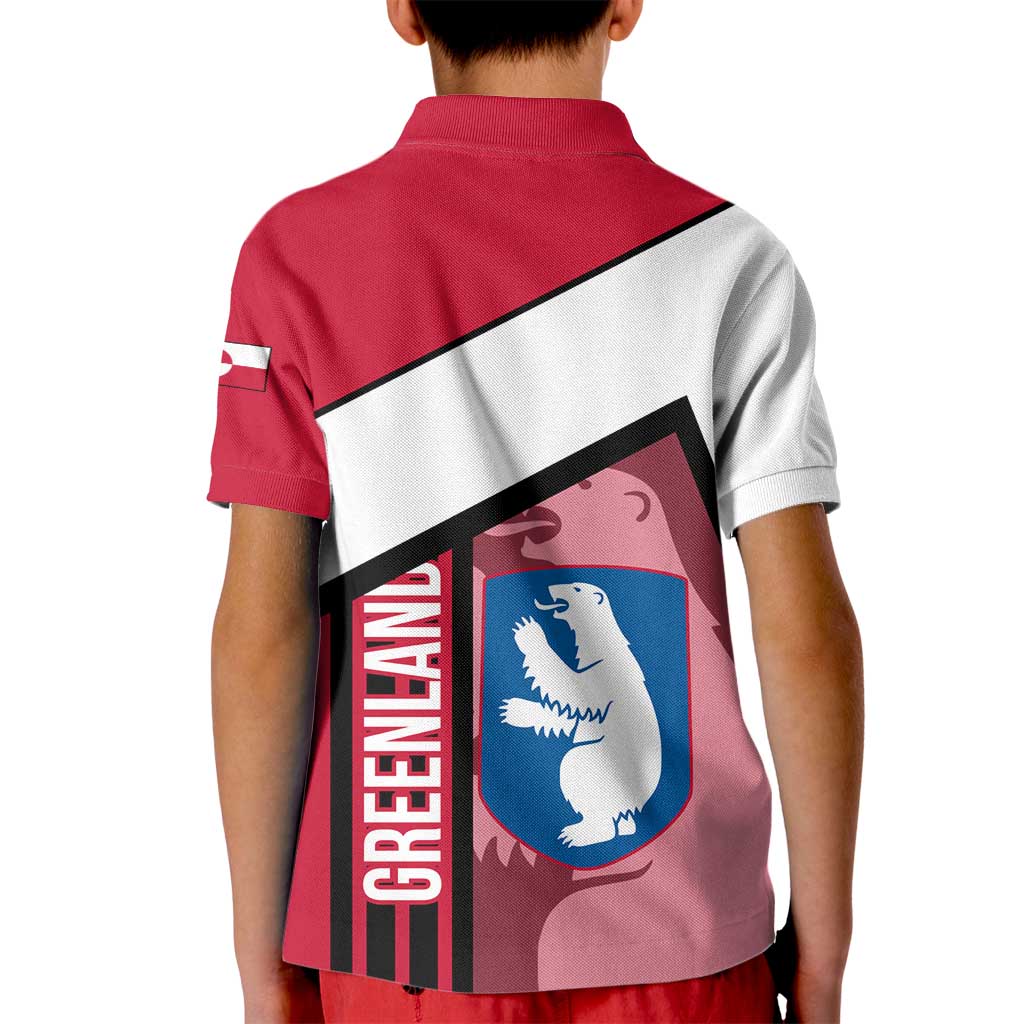 Greenland Kid Polo Shirt with Polar Bear Emblem and Land of Ice Heart of Fire Text Design