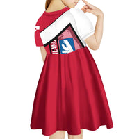 Greenland Kid Short Sleeve Dress with Polar Bear Emblem and Land of Ice Heart of Fire Text Design