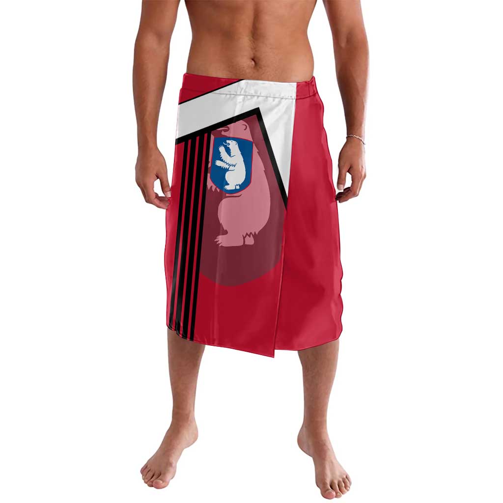 Greenland Lavalava with Polar Bear Emblem and Land of Ice Heart of Fire Text Design