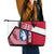 Greenland Leather Tote Bag with Polar Bear Emblem and Land of Ice Heart of Fire Text Design