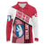 Greenland Long Sleeve Polo Shirt with Polar Bear Emblem and Land of Ice Heart of Fire Text Design