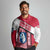 Greenland Long Sleeve Polo Shirt with Polar Bear Emblem and Land of Ice Heart of Fire Text Design