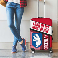 Greenland Luggage Cover with Polar Bear Emblem and Land of Ice Heart of Fire Text Design
