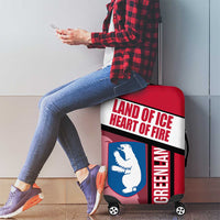 Greenland Luggage Cover with Polar Bear Emblem and Land of Ice Heart of Fire Text Design