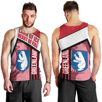 Greenland Men Tank Top with Polar Bear Emblem and Land of Ice Heart of Fire Text Design