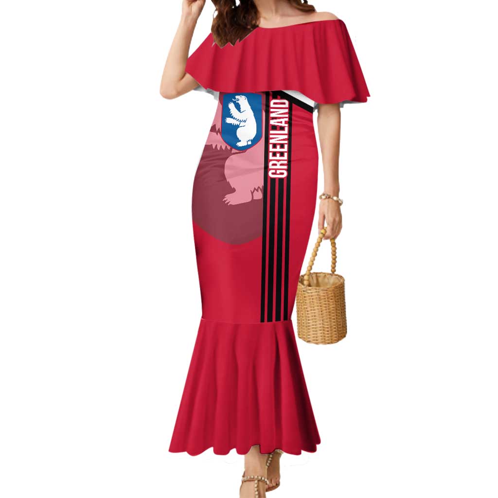 Greenland Mermaid Dress with Polar Bear Emblem and Land of Ice Heart of Fire Text Design