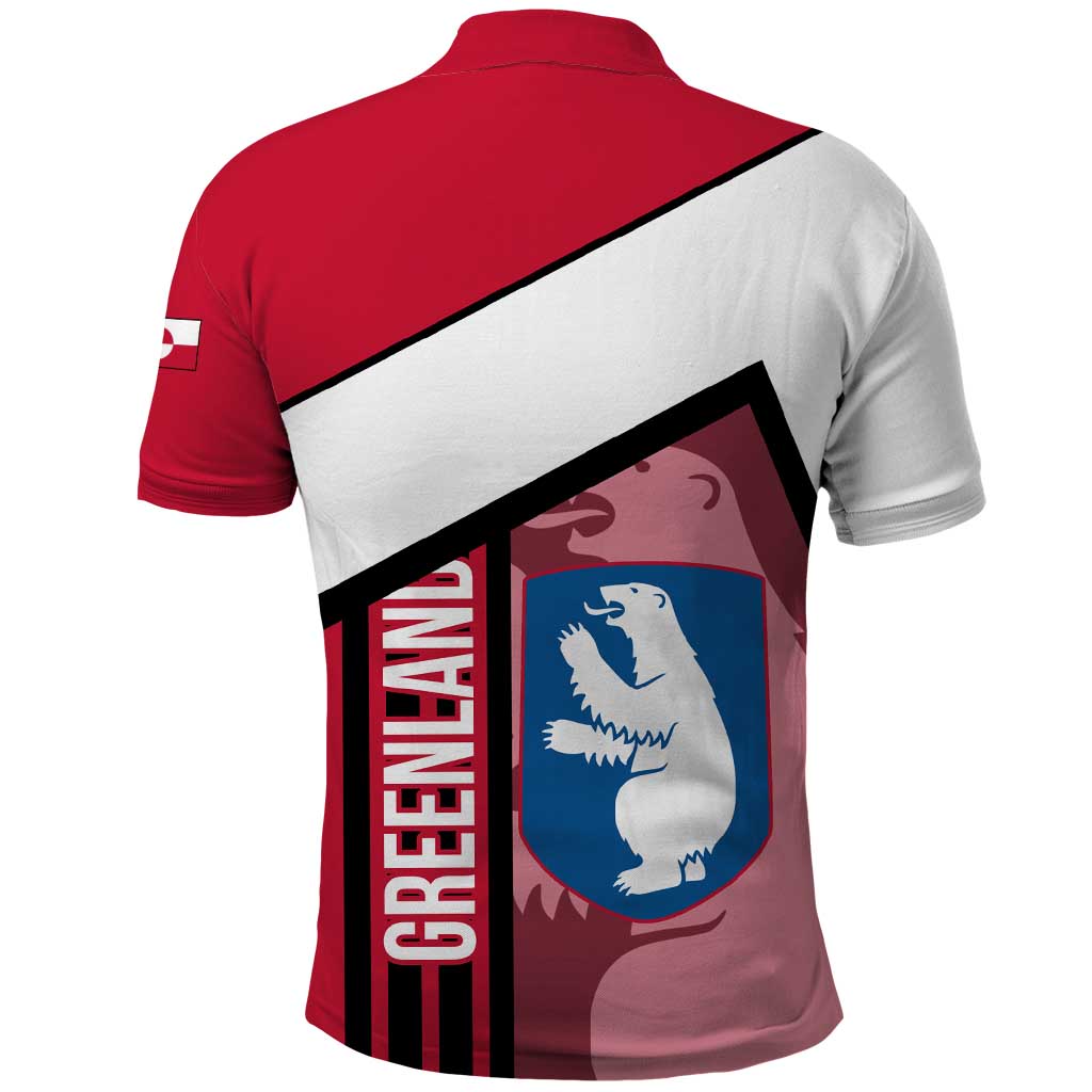 Greenland Polo Shirt with Polar Bear Emblem and Land of Ice Heart of Fire Text Design