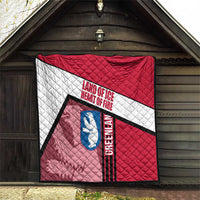 Greenland Quilt with Polar Bear Emblem and Land of Ice Heart of Fire Text Design