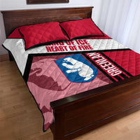 Greenland Quilt Bed Set with Polar Bear Emblem and Land of Ice Heart of Fire Text Design