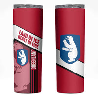 Greenland Skinny Tumbler with Polar Bear Emblem and Land of Ice Heart of Fire Text Design