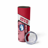 Greenland Skinny Tumbler with Polar Bear Emblem and Land of Ice Heart of Fire Text Design