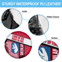 Greenland Spare Tire Cover with Polar Bear Emblem and Land of Ice Heart of Fire Text Design
