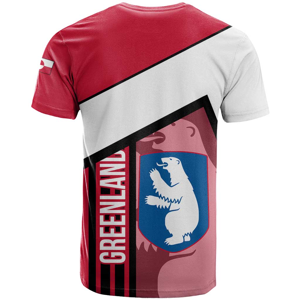 Greenland T Shirt with Polar Bear Emblem and Land of Ice Heart of Fire Text Design