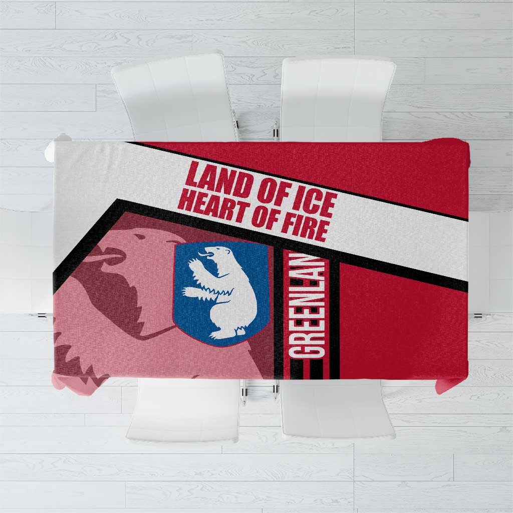 Greenland Tablecloth with Polar Bear Emblem and Land of Ice Heart of Fire Text Design
