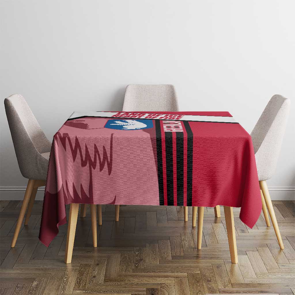 Greenland Tablecloth with Polar Bear Emblem and Land of Ice Heart of Fire Text Design