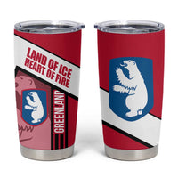 Greenland Tumbler Cup with Polar Bear Emblem and Land of Ice Heart of Fire Text Design