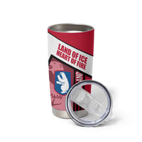 Greenland Tumbler Cup with Polar Bear Emblem and Land of Ice Heart of Fire Text Design