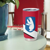 Greenland Tumbler Cup with Polar Bear Emblem and Land of Ice Heart of Fire Text Design
