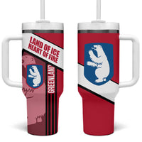 Greenland Tumbler With Handle with Polar Bear Emblem and Land of Ice Heart of Fire Text Design