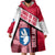 Greenland Wearable Blanket Hoodie with Polar Bear Emblem and Land of Ice Heart of Fire Text Design