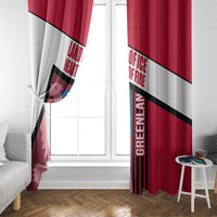 Greenland Window Curtain with Polar Bear Emblem and Land of Ice Heart of Fire Text Design