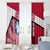 Greenland Window Curtain with Polar Bear Emblem and Land of Ice Heart of Fire Text Design