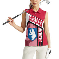 Greenland Women Sleeveless Polo Shirt with Polar Bear Emblem and Land of Ice Heart of Fire Text Design