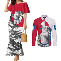 Greenland Pride Couples Matching Mermaid Dress and Long Sleeve Button Shirt The Spirit of the Arctic Bear