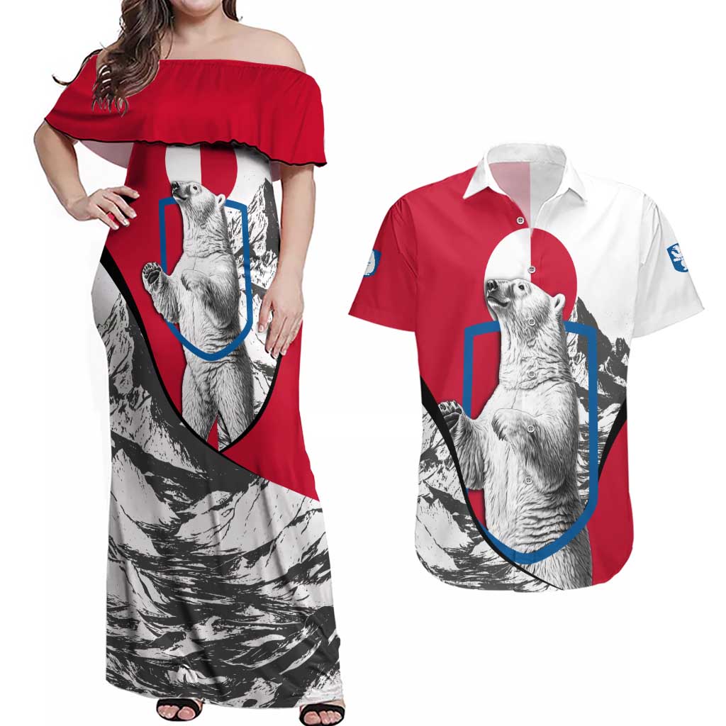 Greenland Pride Couples Matching Off Shoulder Maxi Dress and Hawaiian Shirt The Spirit of the Arctic Bear
