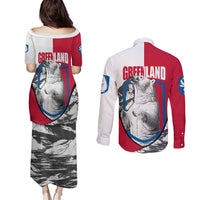 Greenland Pride Couples Matching Puletasi and Long Sleeve Button Shirt The Spirit of the Arctic Bear