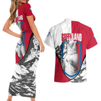 Greenland Pride Couples Matching Short Sleeve Bodycon Dress and Hawaiian Shirt The Spirit of the Arctic Bear