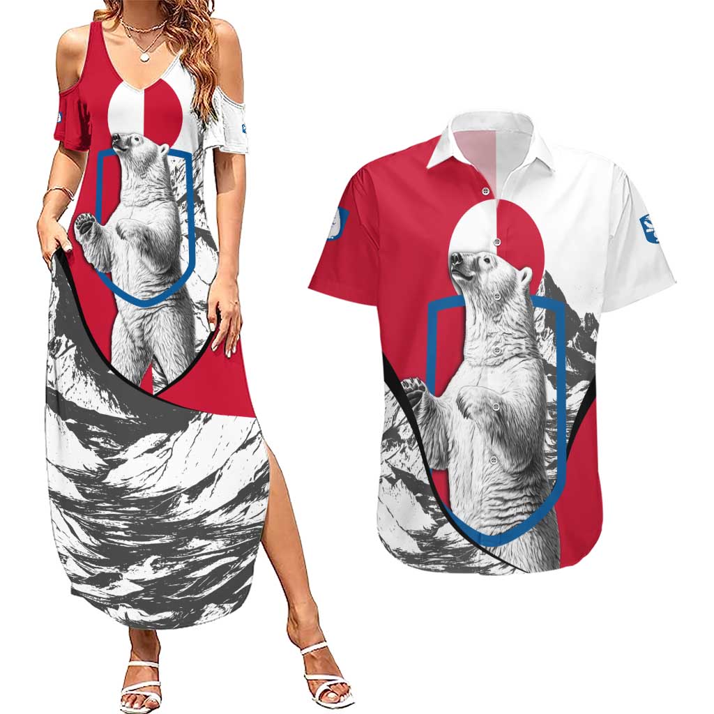 Greenland Pride Couples Matching Summer Maxi Dress and Hawaiian Shirt The Spirit of the Arctic Bear