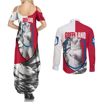 Greenland Pride Couples Matching Summer Maxi Dress and Long Sleeve Button Shirt The Spirit of the Arctic Bear