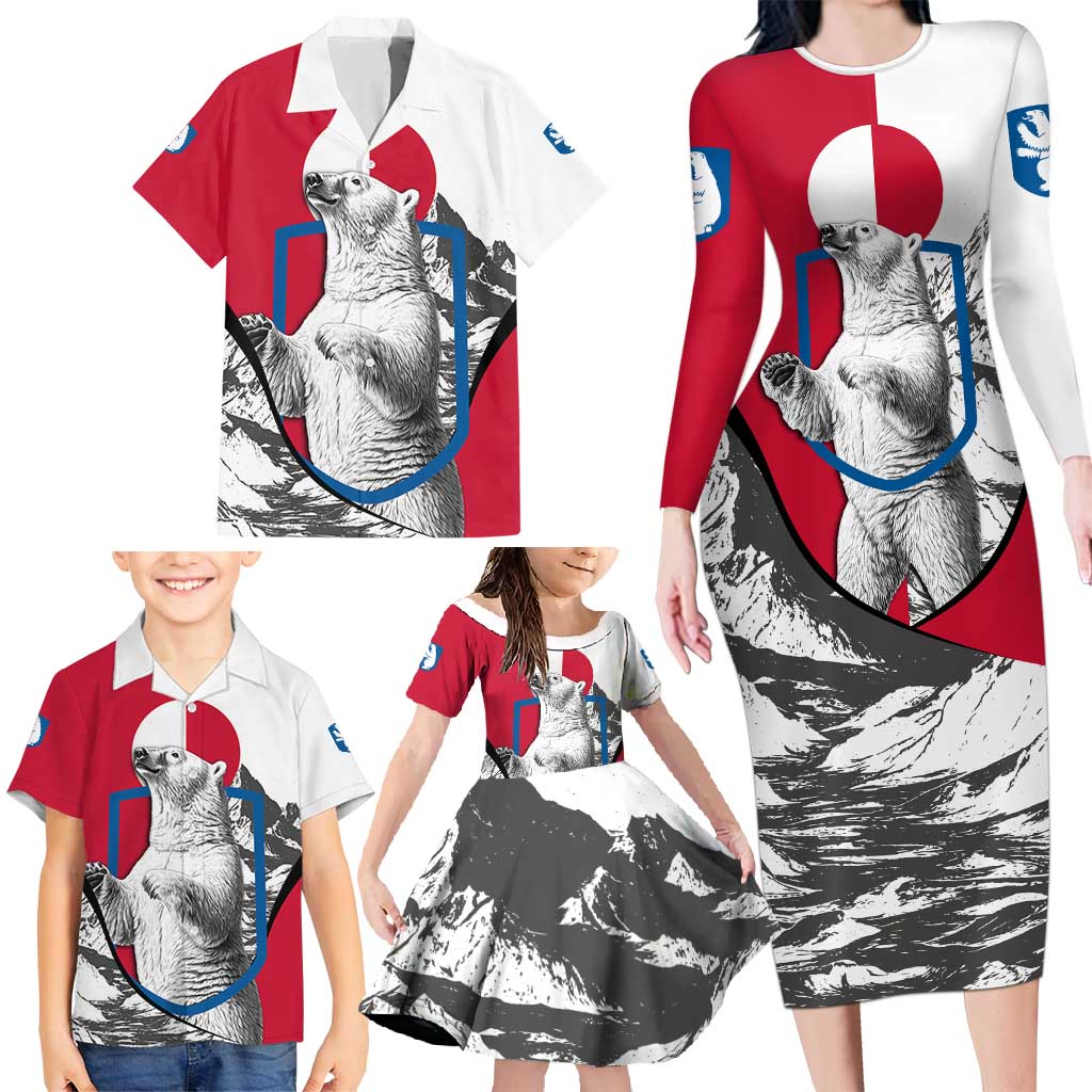 Greenland Pride Family Matching Long Sleeve Bodycon Dress and Hawaiian Shirt The Spirit of the Arctic Bear