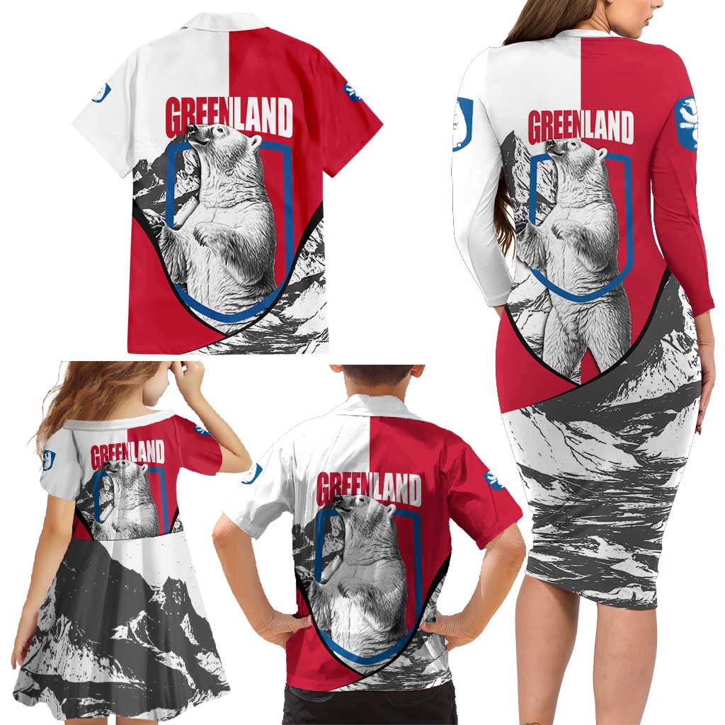 Greenland Pride Family Matching Long Sleeve Bodycon Dress and Hawaiian Shirt The Spirit of the Arctic Bear