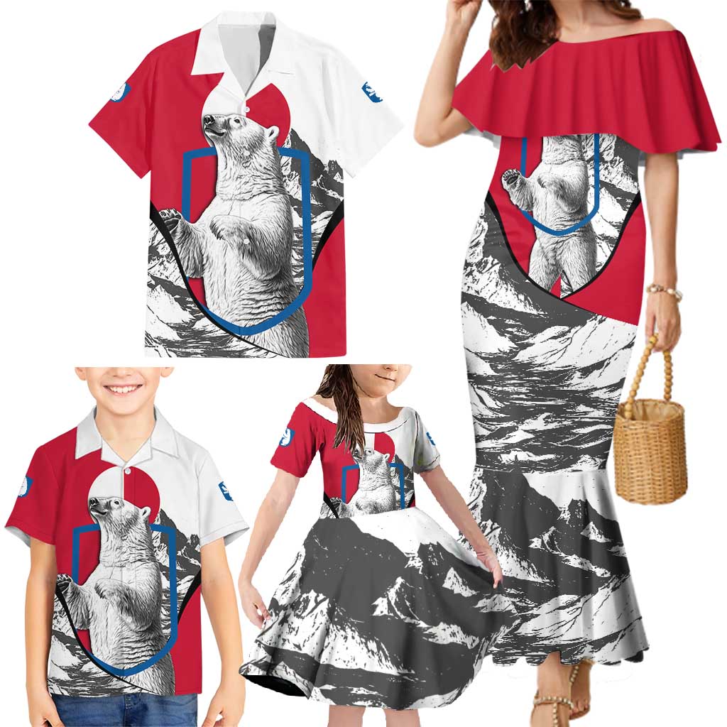 Greenland Pride Family Matching Mermaid Dress and Hawaiian Shirt The Spirit of the Arctic Bear
