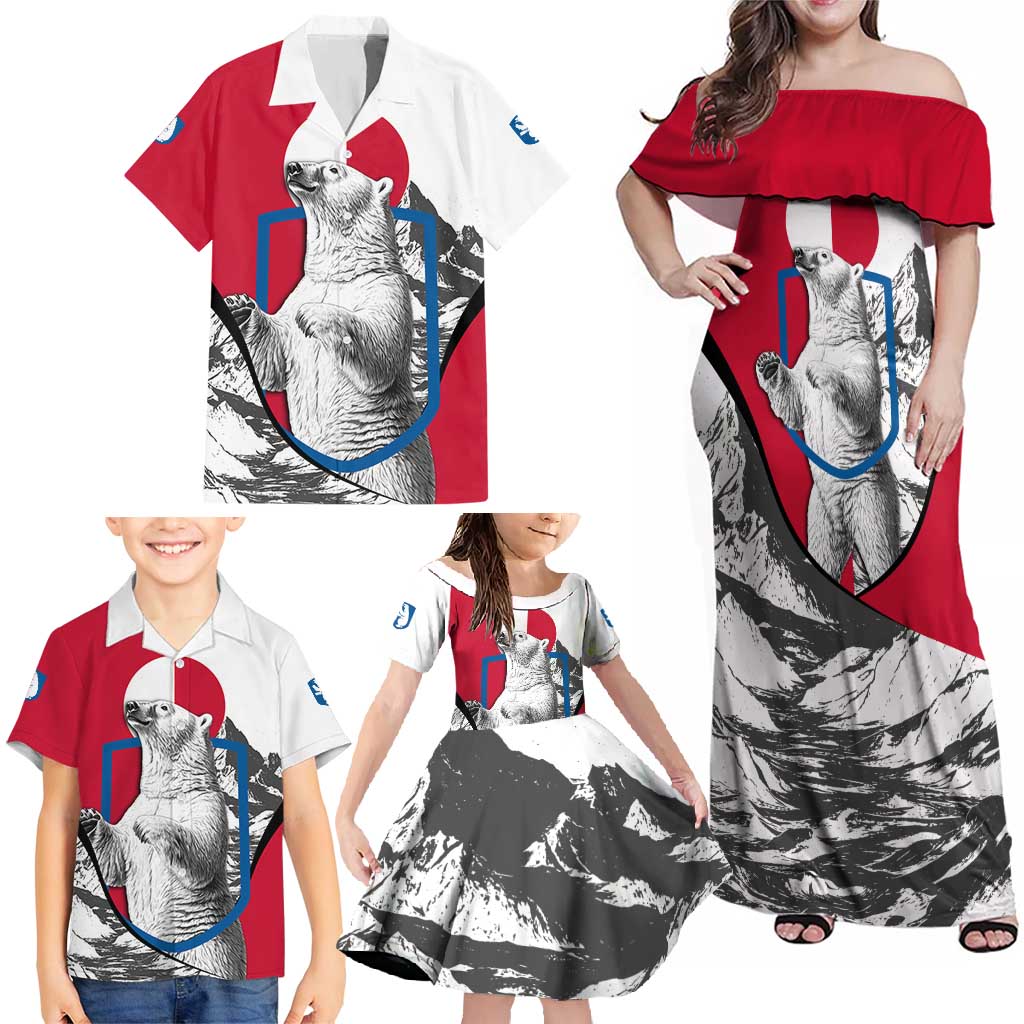 Greenland Pride Family Matching Off Shoulder Maxi Dress and Hawaiian Shirt The Spirit of the Arctic Bear