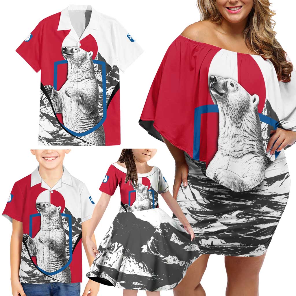 Greenland Pride Family Matching Off Shoulder Short Dress and Hawaiian Shirt The Spirit of the Arctic Bear