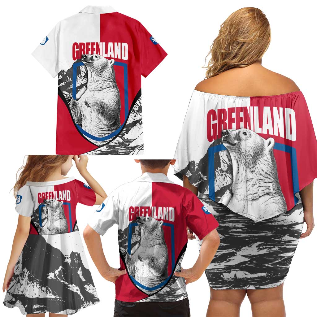 Greenland Pride Family Matching Off Shoulder Short Dress and Hawaiian Shirt The Spirit of the Arctic Bear