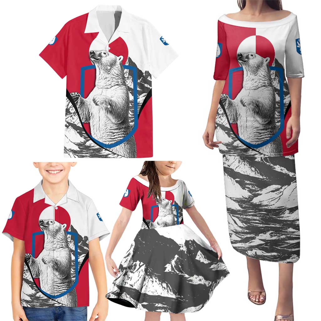 Greenland Pride Family Matching Puletasi and Hawaiian Shirt The Spirit of the Arctic Bear